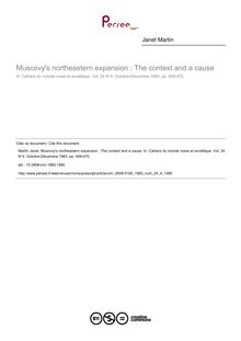 Muscovy s northeastern expansion : The context and a cause - article ; n°4 ; vol.24, pg 459-470