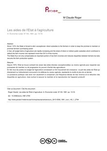 Les aides de l Etat à l agriculture - article ; n°1 ; vol.145, pg 13-19