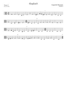 Partition ténor viole de gambe 3, alto clef, pavanes et Galliards pour 5 violes de gambe par Augustine Bassano