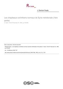 Les chapiteaux corinthiens normaux de Syrie méridionale (1ère partie) - article ; n°3 ; vol.67, pg 633-663