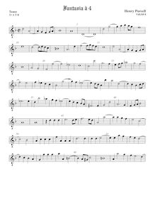 Partition ténor viole de gambe 2, octave aigu clef, Fantazias et en Nomines par Henry Purcell