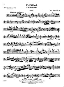 Partition de violoncelle, Kol Nidrei, Kol Nidrei (Stimme des Gelübdes), Adagio for Cello and Orchestra