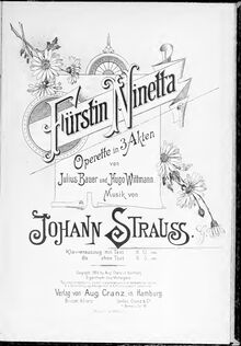 Partition complète, Fürstin Ninetta, Operette in drei Akten, Strauss Jr., Johann