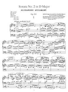 Partition complète, orgue Sonata No.2 en D major, Guilmant, Alexandre