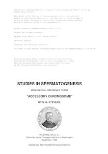 Studies in Spermatogenesis - Part I