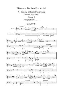 Partition complète, 6 Sonate a flauto traversiere, Ferrandini, Giovanni Battista