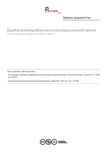Equilibre et déséquilibres dans le processus productif national - article ; n°5 ; vol.18, pg 739-774