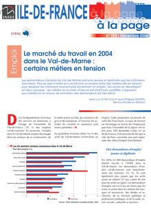 Le marché du travail en 2004 dans le Val-de-Marne : certains métiers en tension