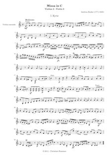 Partition violons II, Messe en C-Dur, Rieder, Ambros