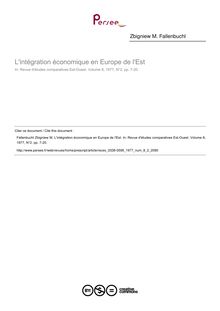 L intégration économique en Europe de l Est - article ; n°2 ; vol.8, pg 7-20