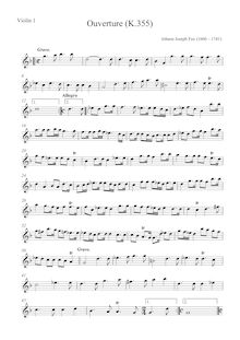 Partition parties complètes, Overture en G minor, K.355, Fux, Johann Joseph