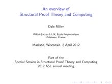 An overview of Structural Proof Theory and Computing