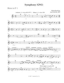 Partition cor 1, Symphony No.29, B♭ major, Rondeau, Michel