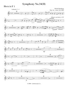 Partition cor 1, Symphony No.34, F major, Rondeau, Michel par Michel Rondeau