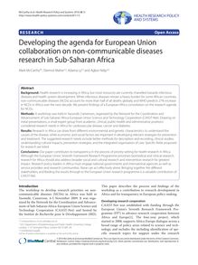 Developing the agenda for European Union collaboration on non-communicable diseases research in Sub-Saharan Africa