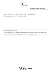 The VIIIe Plan : Assumptions and Constraints - article ; n°5 ; vol.31, pg 826-836