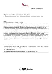 Migration and the primacy of Bangkok - article ; n°1 ; vol.3, pg 79-86