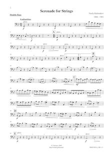 Partition Basses, Serenade pour cordes, G minor, Kalinnikov, Vasily