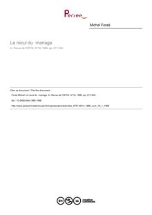 Le recul du  mariage - article ; n°1 ; vol.16, pg 217-234