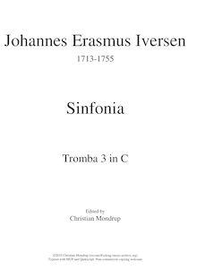Partition trompette 3 (en C), Sinfonia, D major, Iversen, Johannes Erasmus
