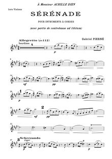 Partition violon I, Serenade, Pierné, Gabriel