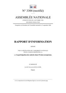 Rapport d information déposé par la Délégation de l Assemblée nationale pour l Union européenne sur la participation des salariés dans l Union européenne