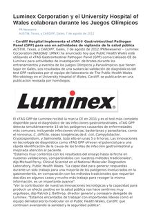 Luminex Corporation y el University Hospital of Wales colaboran durante los Juegos Olímpicos