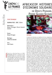 Africascop. Histoires d économie solidaire de Denys Piningre, Pierre Guiard-Schmid