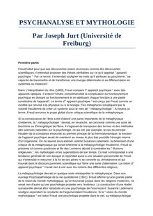 Psychoanalysis and MYTHOLOGY By Joseph Jurt (University of Freiburg) (fr-angl) & Divers