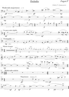 Partition basson 1, 2, Preludio, Preludio para orquesta, Llamazares, Pablo Fernando
