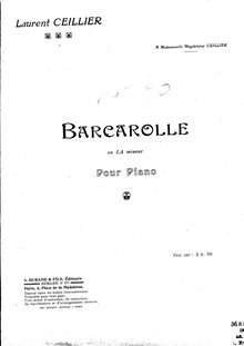 Partition complète, Barcarolle, Ceillier, Laurent