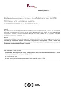 De la contingence des normes : les effets inattendus de l ISO 9000 dans une «entreprise experte» - article ; n°1 ; vol.75, pg 95-111
