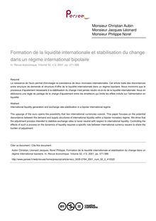 Formation de la liquidité internationale et stabilisation du change dans un régime international bipolaire - article ; n°2 ; vol.52, pg 371-388