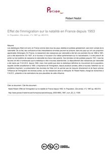 Effet de l immigration sur la natalité en France depuis 1953 - article ; n°3 ; vol.22, pg 483-510