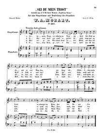 Partition complète, An die Einsamkeit, B♭ major, Mozart, Wolfgang Amadeus par Wolfgang Amadeus Mozart