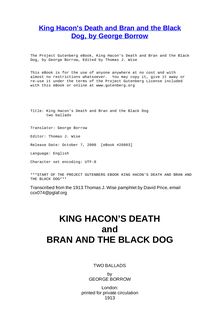 King Hacon s Death and Bran and the Black Dog - two ballads