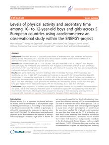 Levels of physical activity and sedentary time among 10- to 12-year-old boys and girls across 5 European countries using accelerometers: an observational study within the ENERGY-project