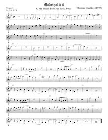 Partition ténor viole de gambe 2, octave aigu clef, First set of madrigaux par Thomas Weelkes