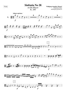 Partition altos, Symphony No.28, C major, Mozart, Wolfgang Amadeus par Wolfgang Amadeus Mozart