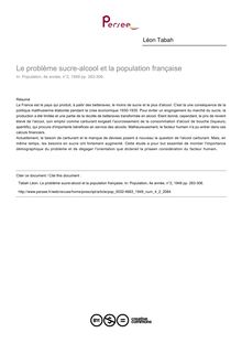 Le problème sucre-alcool et la population française - article ; n°2 ; vol.4, pg 283-306