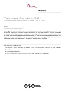 Y a-t-il « trop de démocratie » en URSS ? - article ; n°4 ; vol.40, pg 811-827