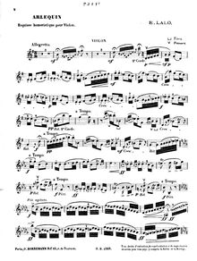 Partition de violon, Arlequin, Esquisse humoristique, G major