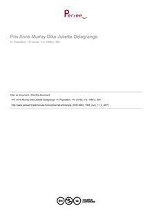 Prix Anne Murray Dike-Juliette Delagrange - article ; n°2 ; vol.11, pg 394-394