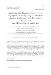 Likelihood and Bayesian analyses reveal major genes affecting body composition, carcass, meat quality and the number of false teats in a Chinese European pig line
