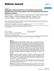 Mefloquine pharmacokinetics and mefloquine-artesunate effectiveness in Peruvian patients with uncomplicated Plasmodium falciparummalaria