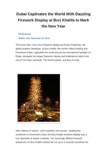 Dubai Captivates the World With Dazzling Firework Display at Burj Khalifa to Mark the New Year