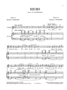 Partition Reims (arr. voix et piano), Les cathèdrales, Prélude pour le poème dramatique d’Eugène Morand
