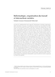 Informatique, organisation du travail et interactions sociales 