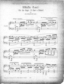 Partition complète, orgue Sonata No.2, Trio Sonata, C minor, Bach, Johann Sebastian