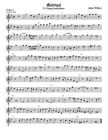 Partition ténor viole de gambe 1, octave aigu clef, madrigaux - Set 1 par John Wilbye